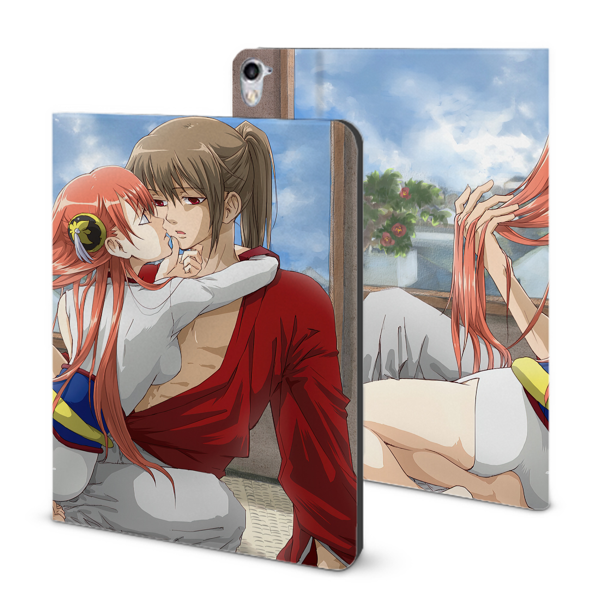 ぎんたま 坂田銀時（さかたぎんとき） 神楽 志村新八（しむら しんぱち） GINTAMA Sakata Gintoki Kagura Shimura Shinpachi IPad ケース ブック型 PUレザー TPU 耐衝撃 軽量 薄型 ペン収納なし 全面保護 IPad 各モデル対応
